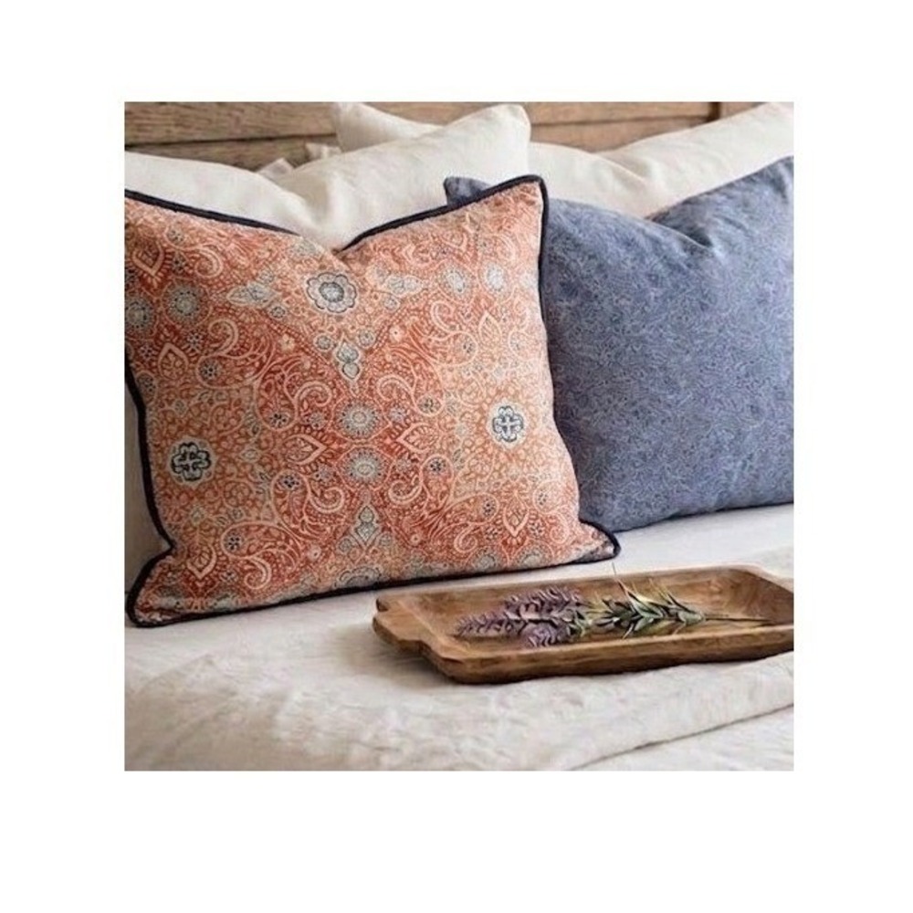 JCPenney Home Reversible Cotton Pillow Sham Orange Medallion Blue Paisley 20x26